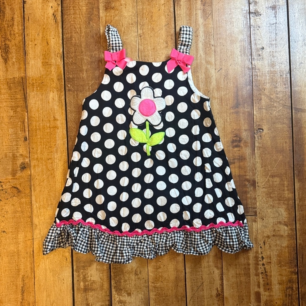 ellemenno dress 4T Black and White Polka Dot Dress cotton spring summer vintage
